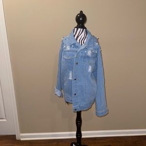 Pearl Embroidered Jean Jacket